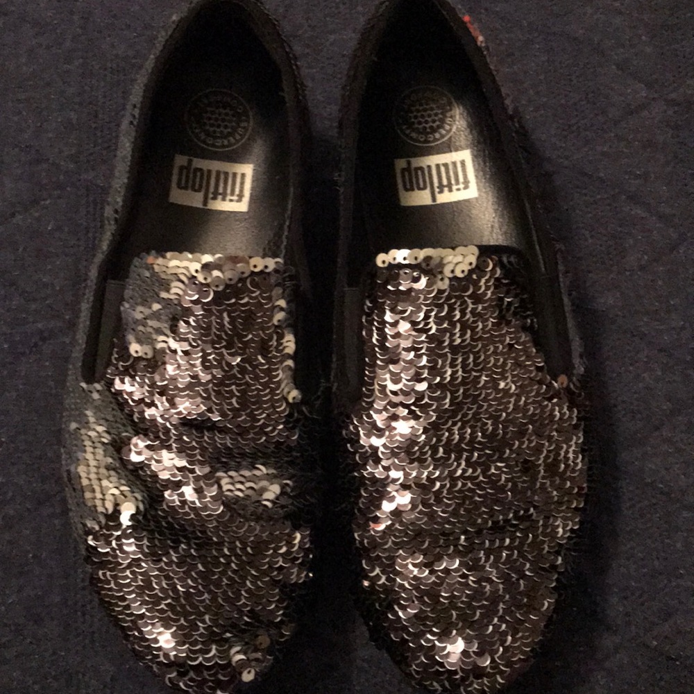 Black and silver sequin FitFlops